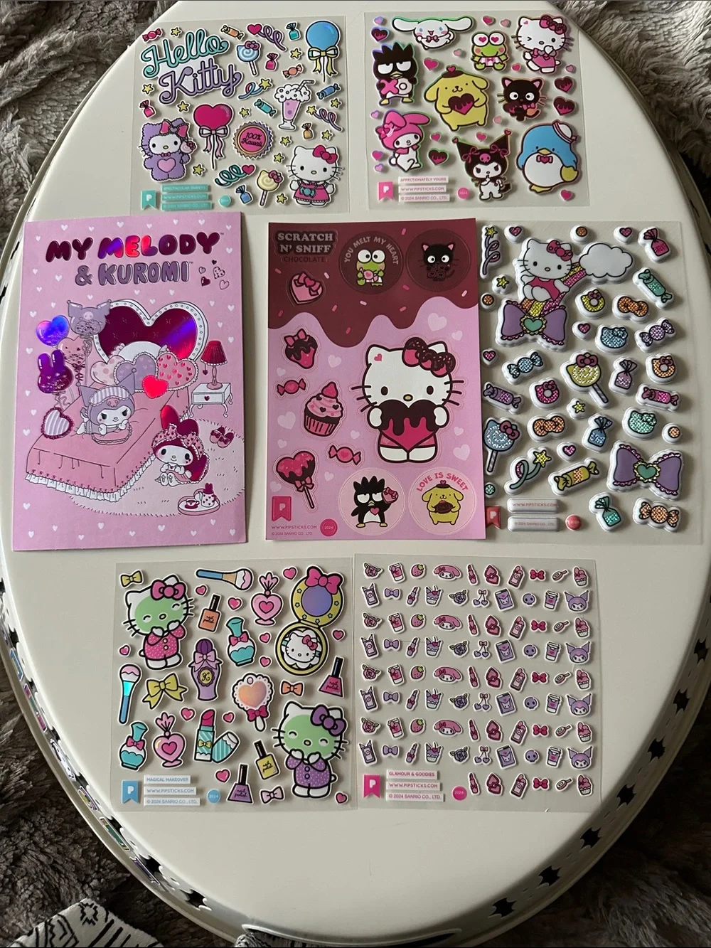 Sanrio Stationary Bundle - Pipsticks Hello Kitty Stickers & Pompompurin Journal